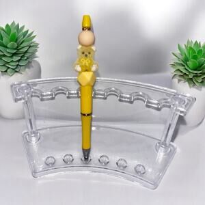 Yellow bear refillable beaded pen